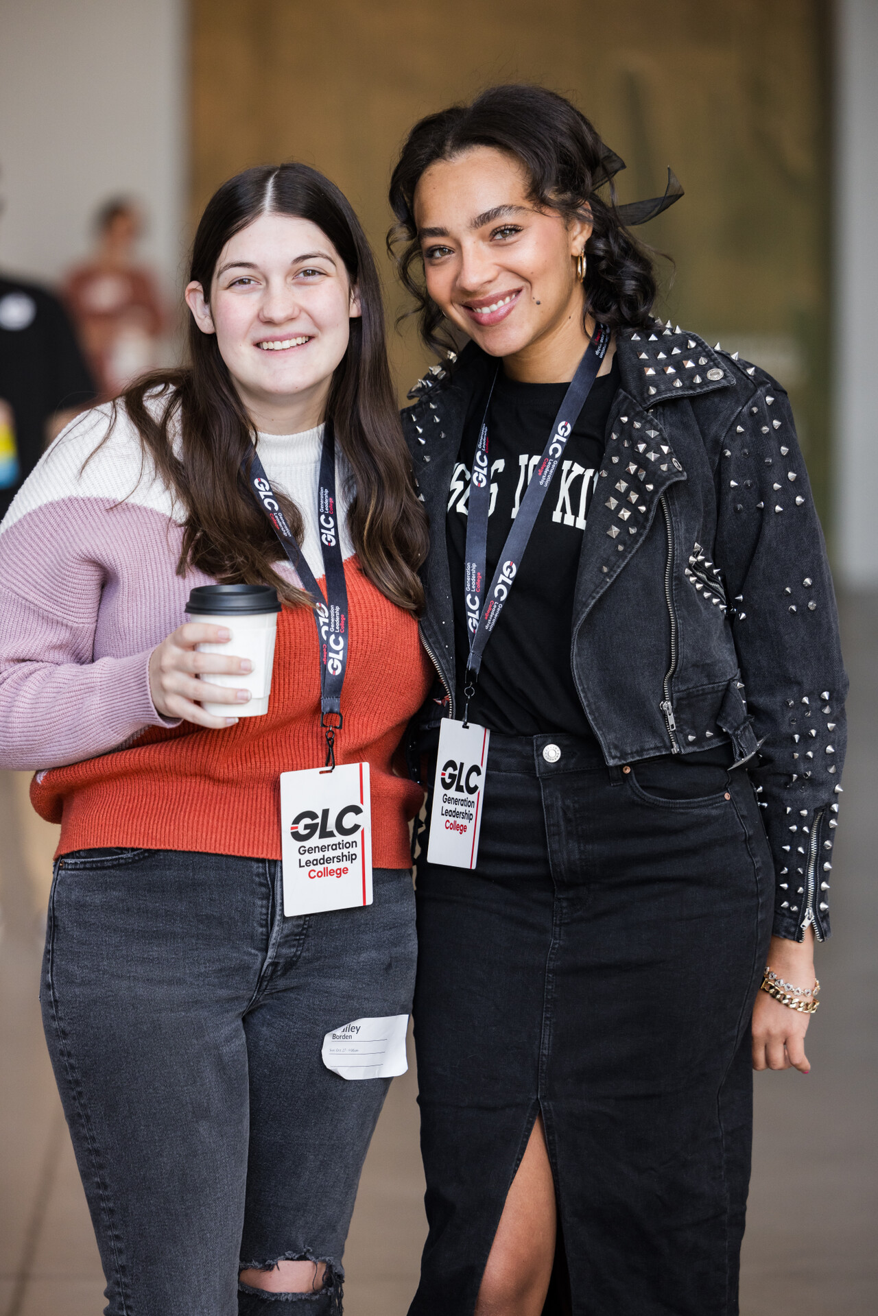 Two people smiling