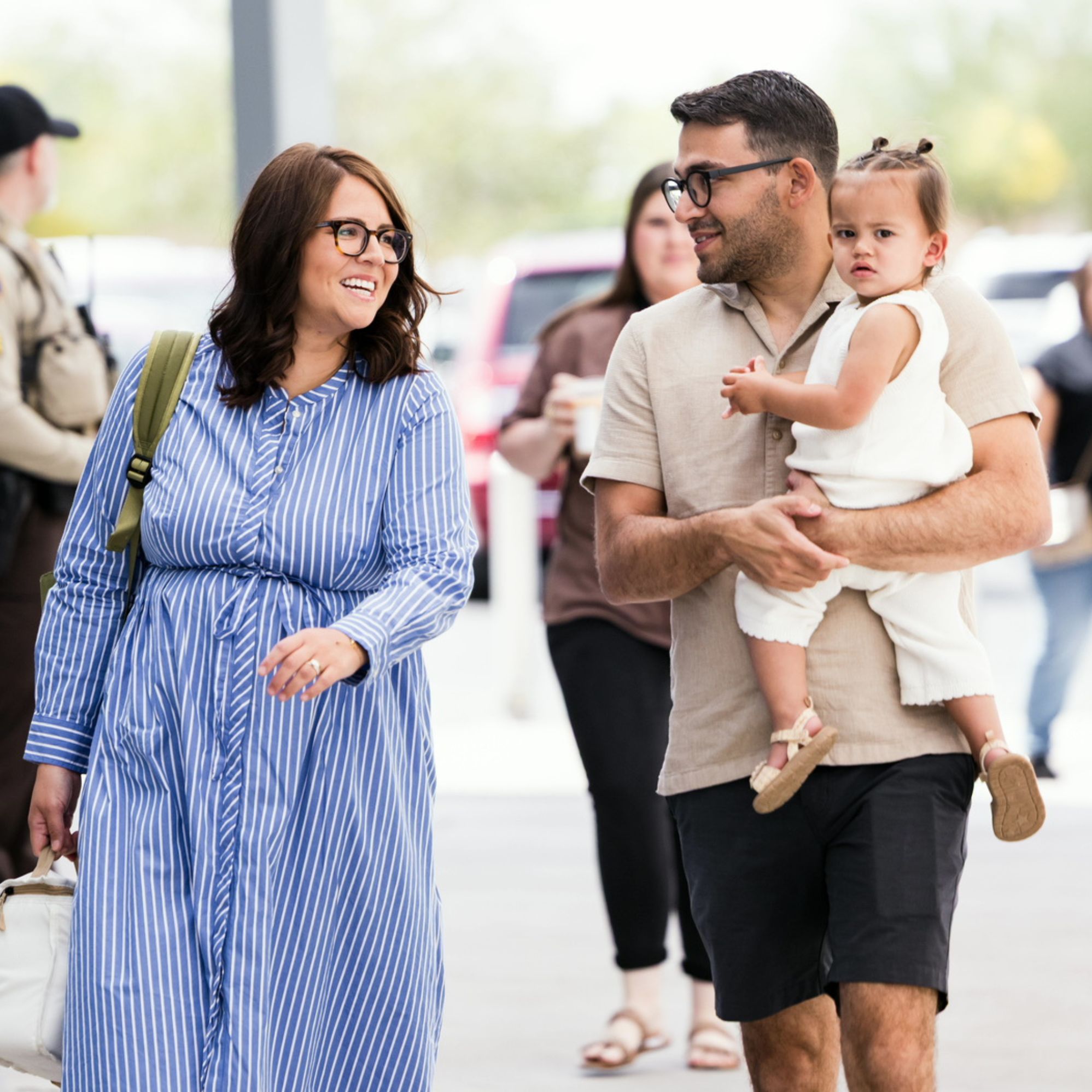 Family walking at an event